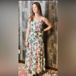 Floral Maxi Dress Succulent Lightweight Sleeveless Size Small NWT Boutique